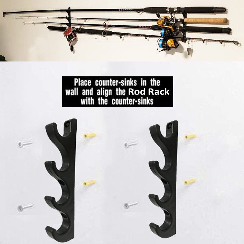 AUXPhome Horizontal Fishing Rod Rack, Plastic, 1-1/8 Inch Aperture, Holds 4 Rods, Easy Assembly, Save Space - Image 4